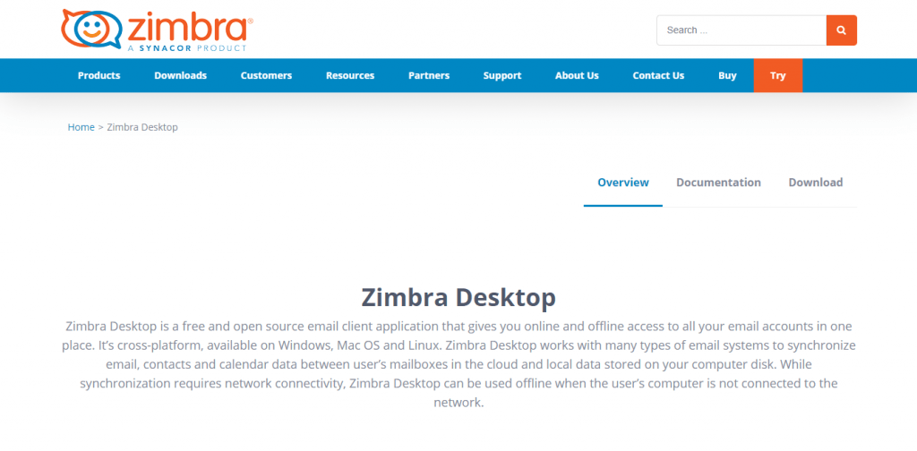 Zimbra desktop - email client for Windows