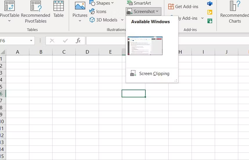 Add Screenshots to Your Excel